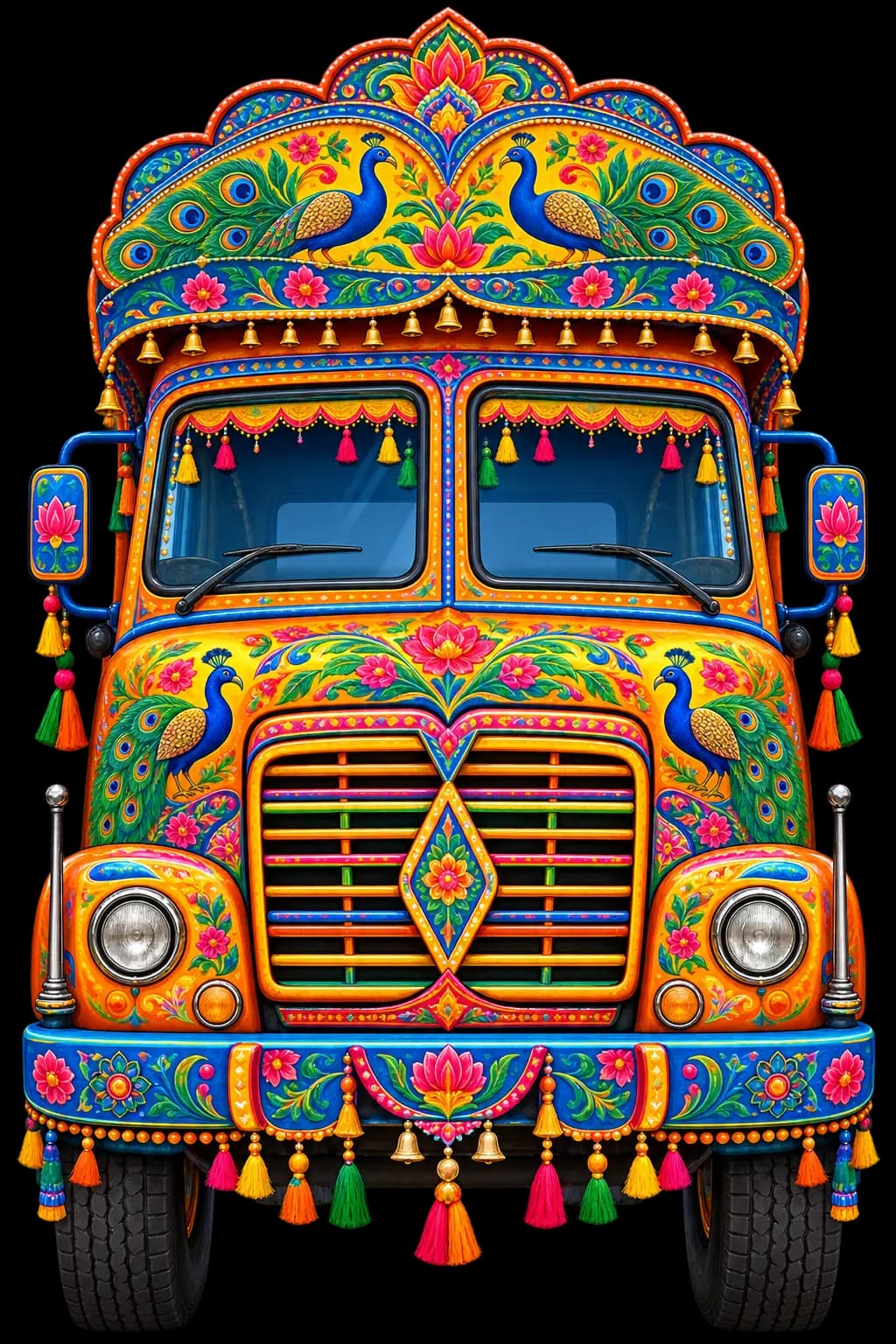 Colourfully painted Indian delivery truck illustrating IndiRoute’s shipping service from India